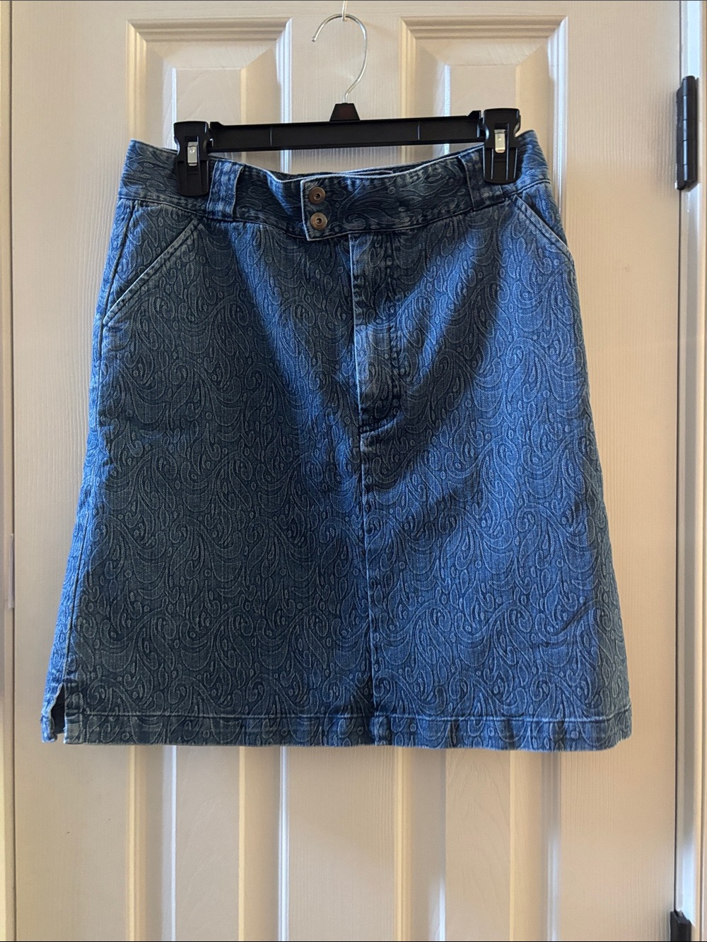 Cabela's Blue Paisley Denim Mini Skirt